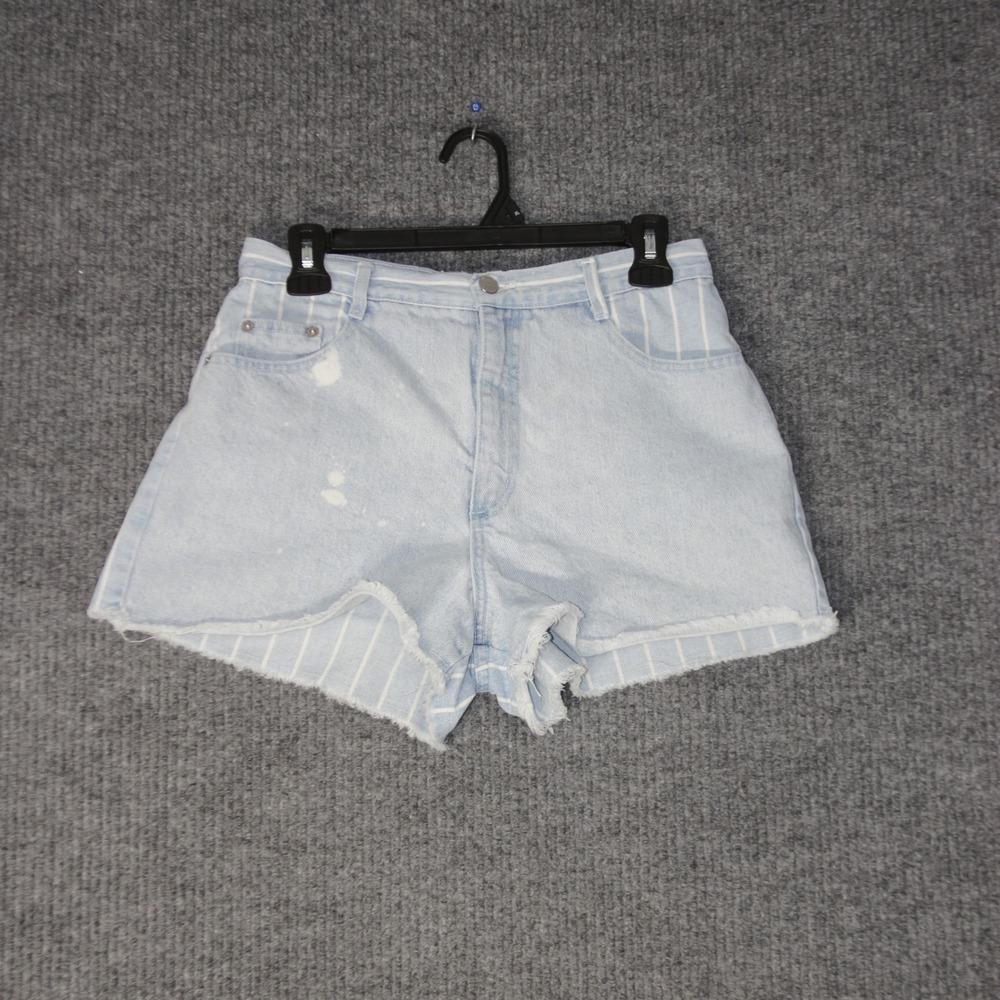 VTG Street Blues by Palmetto Shorts Womens Jrs 11 Blue Striped Denim Cut Off 90s